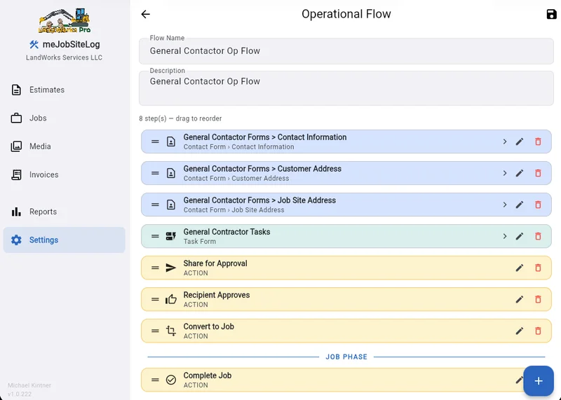 meJobSiteLog product example screenshot